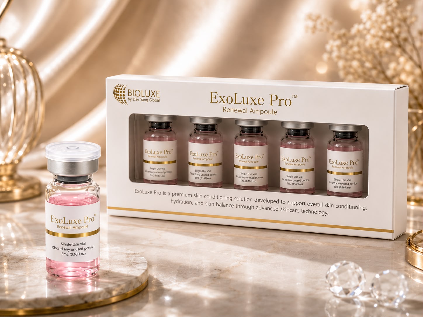 ExoLuxe Pro™ Renewal Ampoule — Single Vial and Box